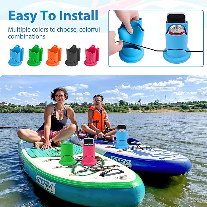 Paddleboard Cup Holder, Paddle Board and Kayak Drink Holder, 2-in-1 Drink & Phone Holder, Paddleboard Accessory for Surfboards, Canoes, SUPs, Kayaks, Boats (Blue)
