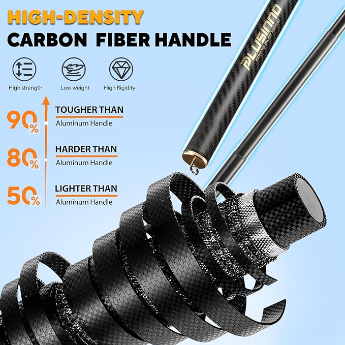PLUSINNO Floating Fishing Net with Telescoping Handle, Carbon Fiber Ultralight Long Fish Net, Collapsible Landing Net 6.56/7.86Ft, Fishing Gear Kayak Accessories for Bass Trout Salmon