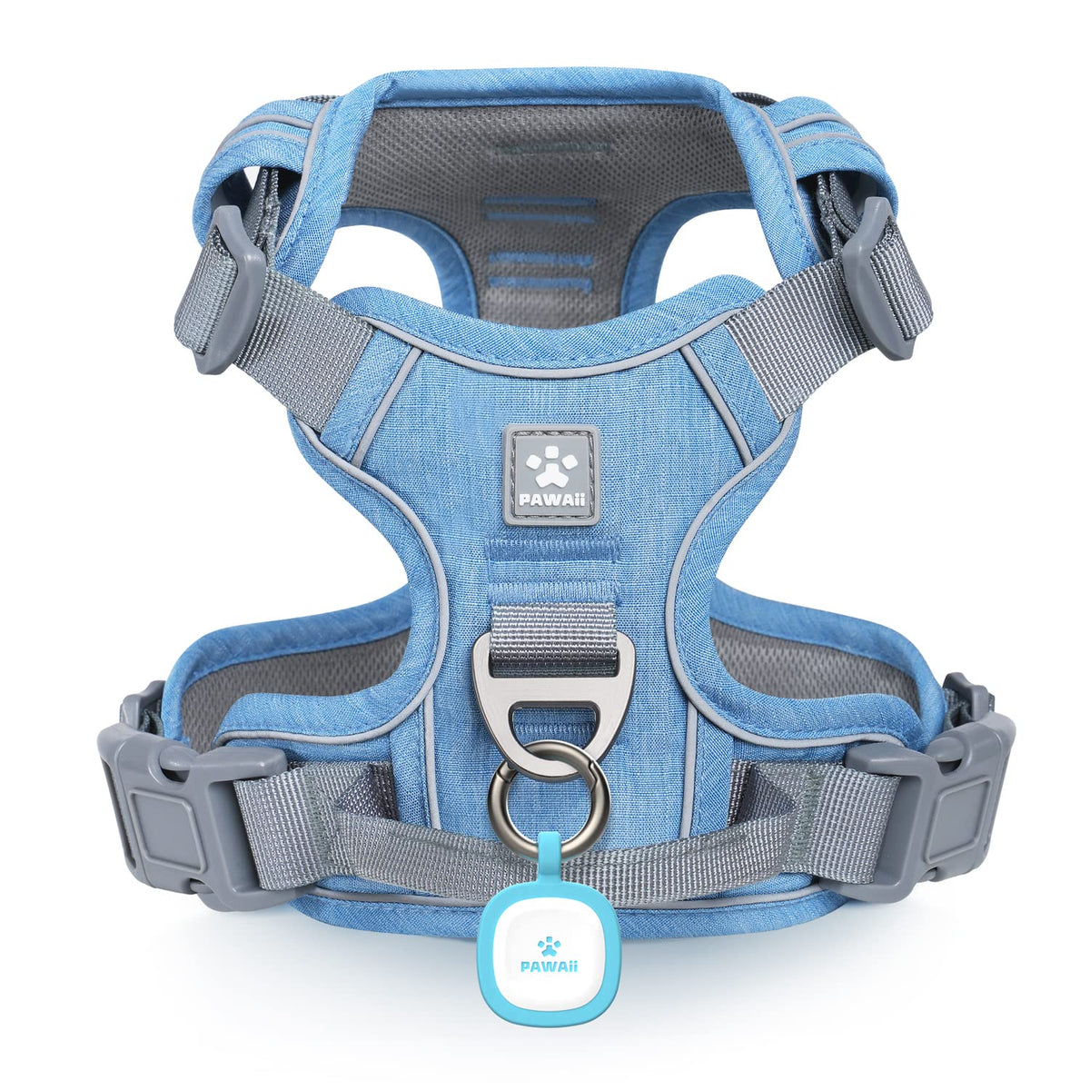 Pawaii No Pull Dog Harness with Pet ID Tag,Reflective Strips No Choke Front O Ring Breathable Mesh Adjustable Soft Padded Pet Vest with Easy Control Handle for Small Dogs
