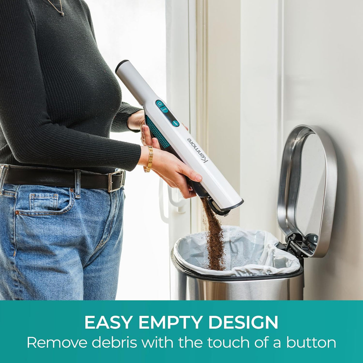 Kenmore HV3005 11.1V Cordless Handheld Vacuum Cleaner Lightweight Versatile and Portable Hand Vac Powerful Suction with 2-Speed Power Control for Pet Hair, One-Touch Empty for Car & Home