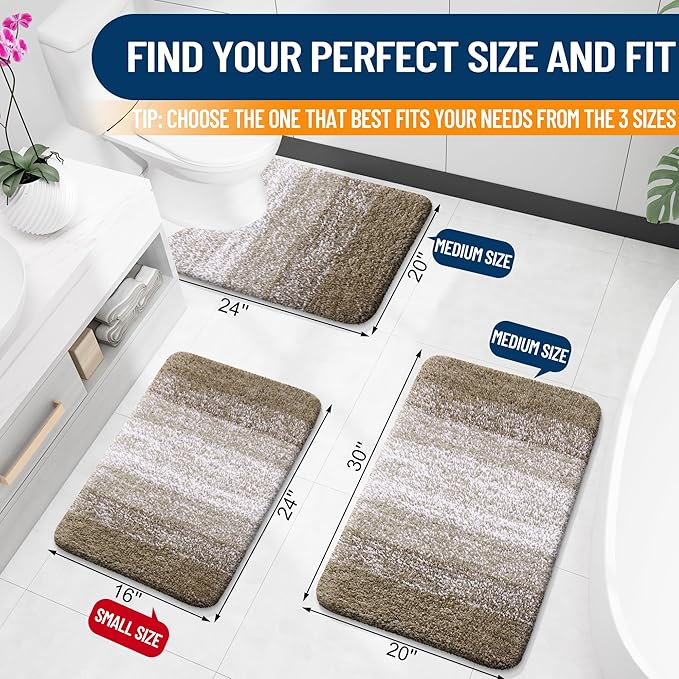 OLANLY Bathroom Rugs Mat 30x20, Extra Soft Absorbent Microfiber Bath Rugs, Rubber Backing, Quick Dry, Machine Washable Bath Mats for Bathroom Floor, Tub and Shower, Home Decor Accessories, Coffee