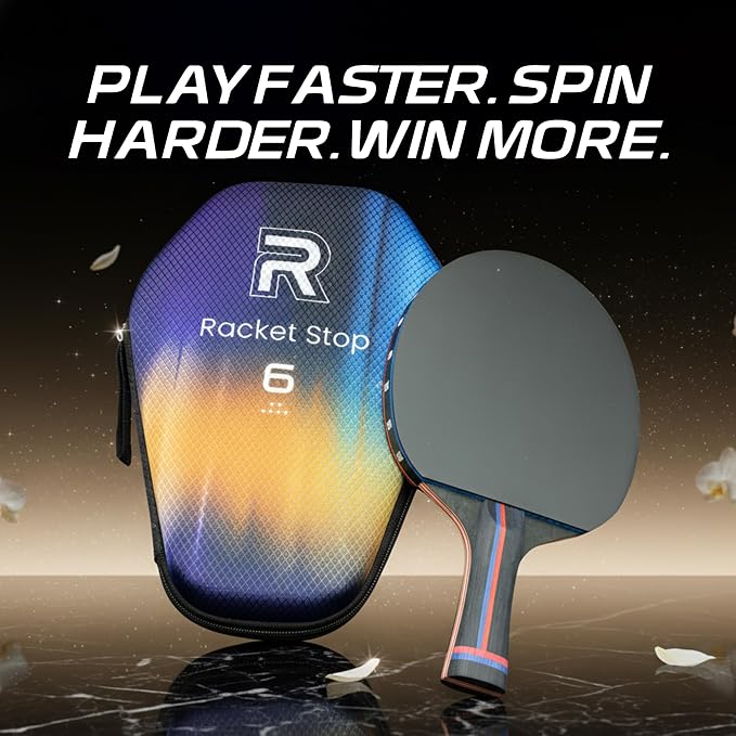 Inferno Table Tennis Paddle – Ply Carbon Blade Ping Pong Paddle for Indoor & Outdoor Games, High-Speed Sports Racket for Adults, Spin & Control, Quality Gift Set w/Carry Case & Box