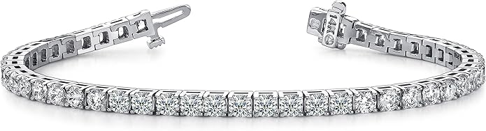 Houston Diamond District 2 to 28 Carat Lab Grown Diamond Classic Tennis Bracelet, 4-Prong Setting for Women (E-F Color, VS2-SI1 Clarity)