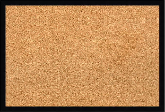 Amanti Art Natural Cork Board for Wall, 17x25 Vision Board with Black Wood Frame, Medium Corkboard Office Decor for Home Organization, Modern Contemporary Corkboard Pinboard to display items for home