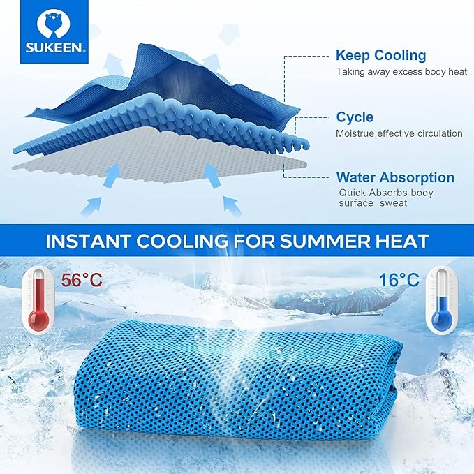 Sukeen Cooling Towels for Neck and Face(40"x12"), Cool Towels for Neck, Cooling Towels for Hot Weather, Sweat Towel for Gym, Workout, Sports, Multi Colors 20 Pack