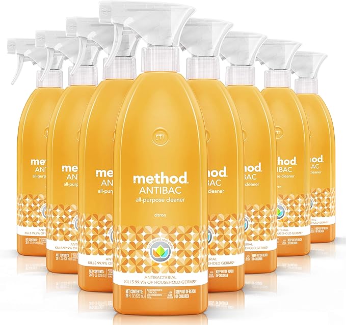 Method Antibacterial All-Purpose Cleaner Spray, Citron, Kills 99.9% of Household Germs, 28 Fl Oz (Pack of 8)