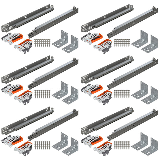 Blum TANDEM plus BLUMOTION Concealed Undermount Drawer Slides (Runners) Kit, 21-Inch, Full Extension, Soft-Close, Steel, 100 lb. Load Capacity for Wood Drawers (6 Kits)