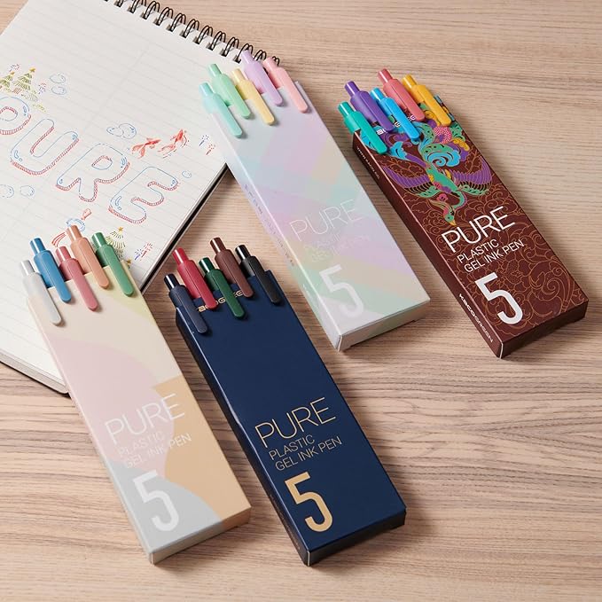 Kaco PURE Colored Gel Pens, 30 Pieces Assorted Color Ink 0.5 mm Fine Point Aesthetic Pens for Journaling Cute Stationery Office Supplies (30 Color Ink Assorted)