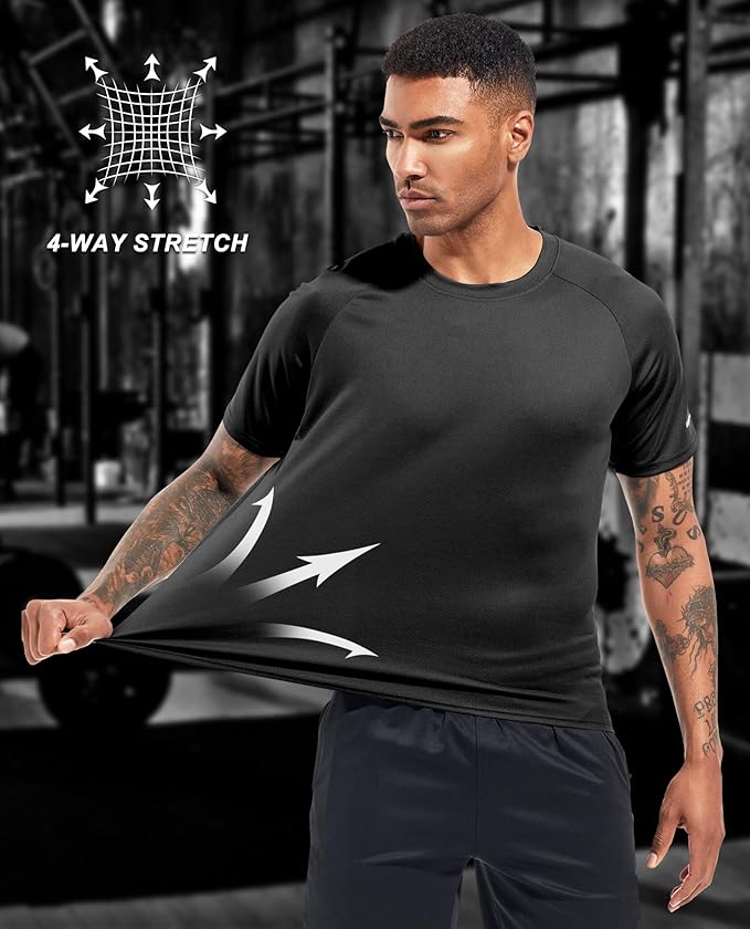 Boyzn 1, 3, 5 or 7 Pack Men's Workout Running Shirts, Dry Fit Moisture Wicking T-Shirt, Gym Athletic Short Sleeve Tee Shirts