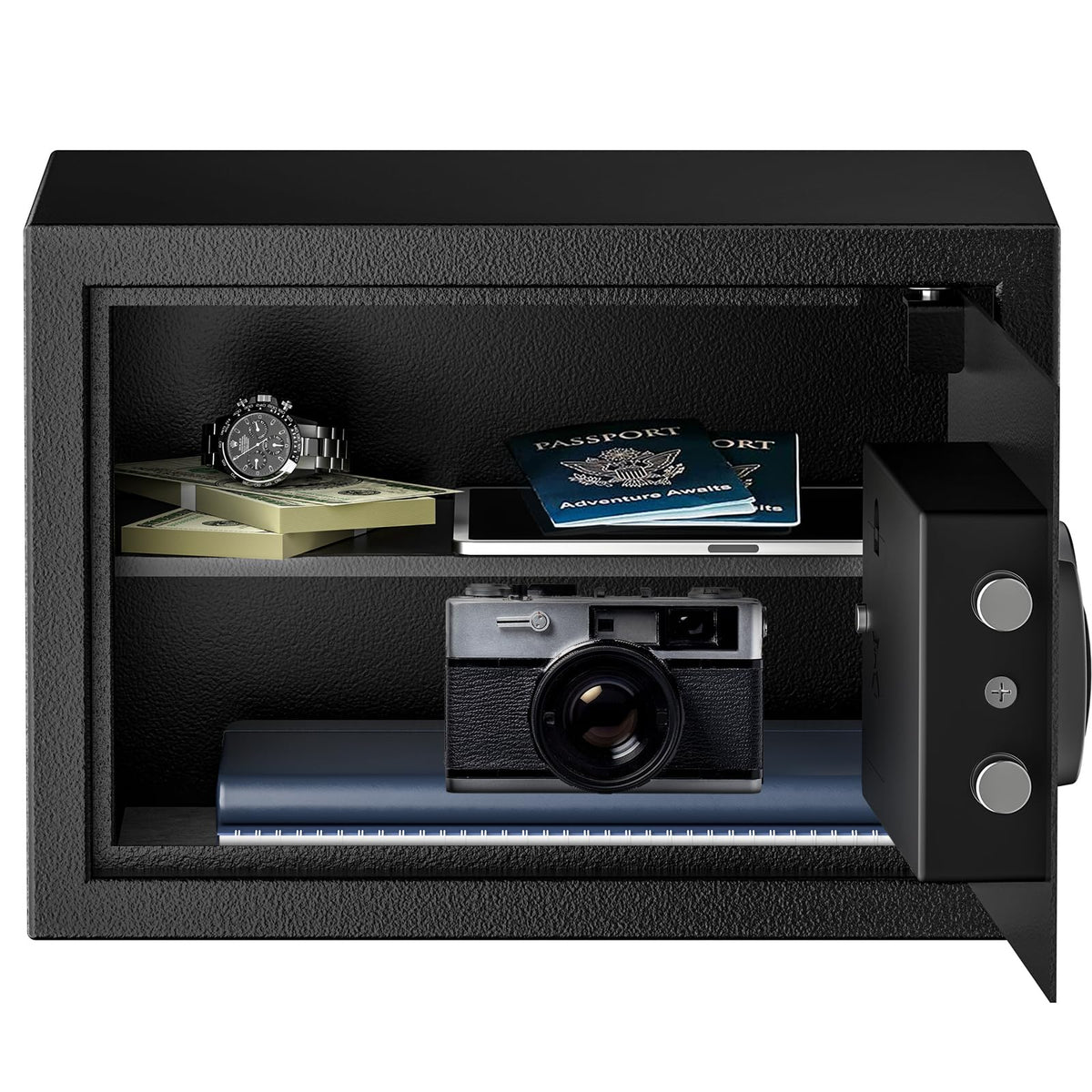 Bonsaii Safe, 0.6 Cubic Safe Box with Electronic Keypad, Removable Shelf, for Valuables Jewelry and Documents in Home, Hotel, or Business, 9.84" x 13.78" x 9.84" Inches, SF002