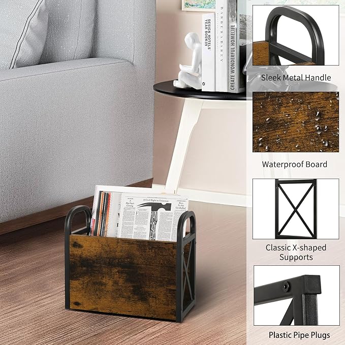 YINMIT Magazine Holder, Magazine Rack Floor, Magazine Storage Basket, Folder Organizer Bin for Books, Newspapers, Tablets
