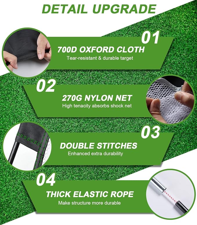 Golf Net, 10x7FT Golf Practice Net with Tri-Turf Mat for Outdoor Indoor, All-in-One Golf Hitting Aid Nets for Backyard Training Driving Chipping Swing, Gifts for Men/Him/Dad/Golfer