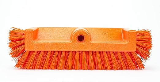 SPARTA Multi-Level Tile Scrub Brush 12" Wide Brush Head, Heavy-Duty Tile Cleaning Brush with End Bristles for Commercial Tiles, Tubs and Floor, Plastic, 12 Inches, Orange