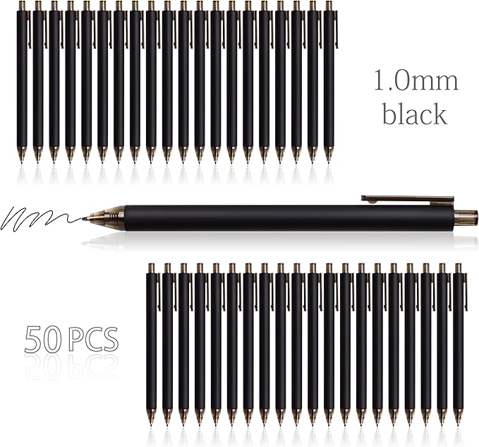 CRYLLIS Pens Bulk, 50Pack Black Pens,Black Ink Ballpoint Pens for Smooth Writing,No Smear,Office Supplies,Back to School Gifts,School Teacher,1.0mm