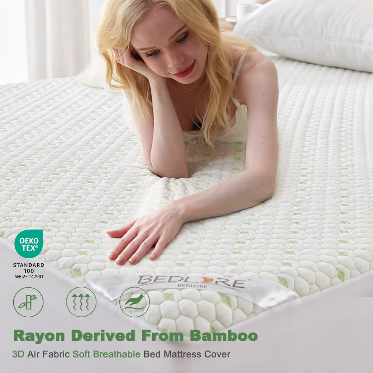 Waterproof Mattress Protector, Twin Size Mattress Pad Fitted 6"-15" Deep Pocket, 3D Air Fabric Soft Breathable Bed Mattress Cover Noiseless Washable