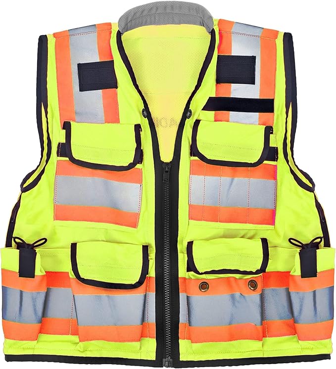 AdirPro Surveyor Safety Vest with Pockets - High visibility Reflective Construction Vest