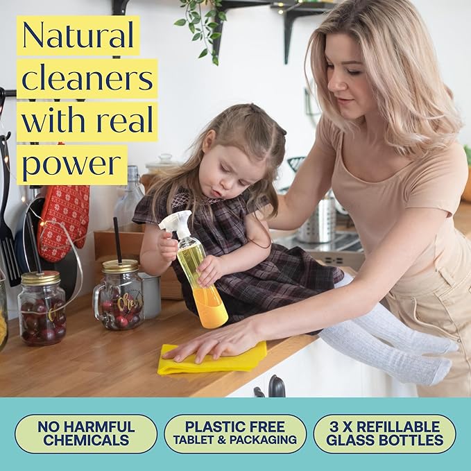 Fab Tab Home Starter Kit - Natural Cleaning Products - Household Cleaners - All-Purpose Cleaner Tablets - Plant-Based, Plastic-Fee - No Harsh Chemicals | Cleaning Kit