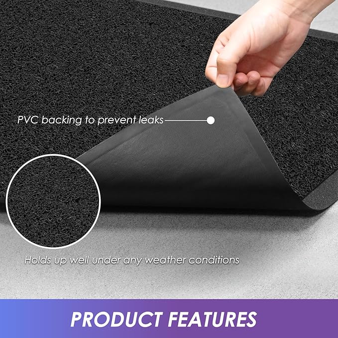 Kuyal Door Mat, 3'x4' Indoor Outdoor Entrance Mat to Trap Dirt and Moisture, Non Slip Waterproof Outdoor Mats, Commercial Floor Inside Outside Entrance, Heavy Duty Durable Welcome Mats, Black