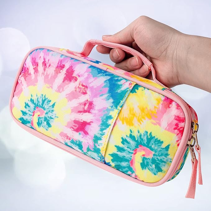 Choco Mocha Tie Dye Pencil Case for Girls, Soft Pencil Case Kids Pencils Pouch for Kindergarten Girls,Colorful