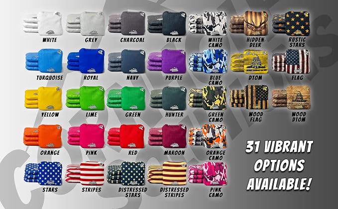 Cornhole Solutions - Professional Cornhole Bags Set of 8 – Regulation 6"x6" – USA Flag Designs – Resin Filled + Tote Bag