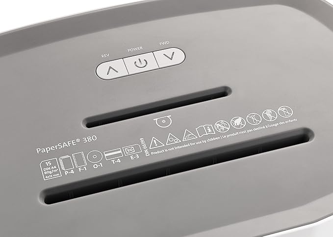 Dahle PaperSAFE PS 380 Paper Shredder, Oil Free, Jam Protection, Security Level P-4, 15 Sheet Max, Shreds CDs, Staples, Paper Clips & Credit Cards