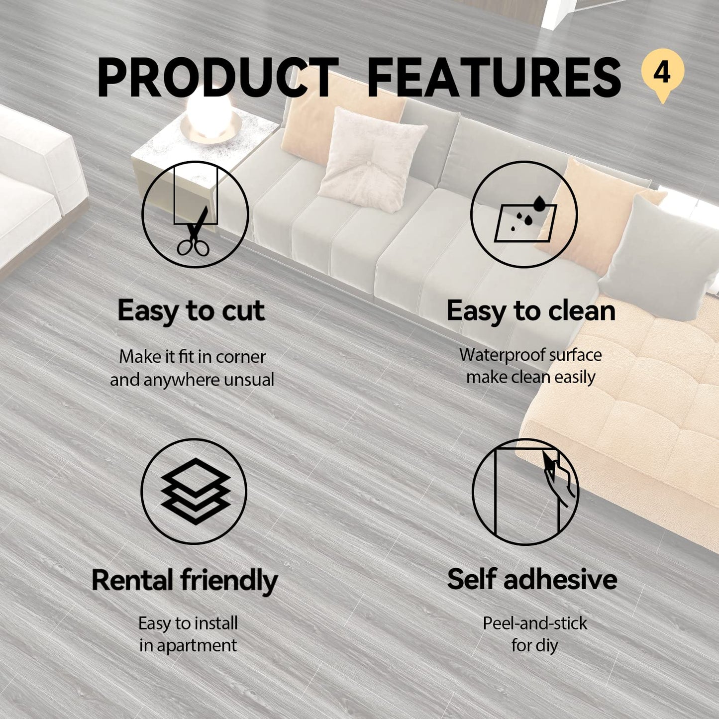 auxua Wood Grain Peel and Stick Floor Tiles – 11.8” Width, Full Roll Length of 590" – Versatile Design for Any Space, Light Color Self Adhesive Vinyl Flooring, Waterproof and Non-Slip Features