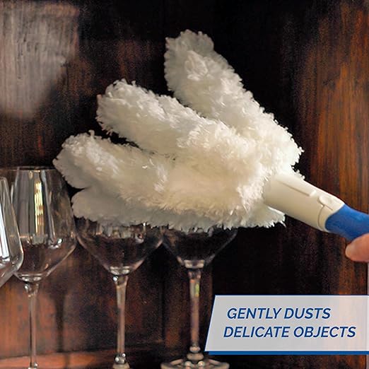 Unger Connect and Clean Microfiber Feather Duster for Household Cleaning and Dusting, Cleans Fragile Objects, Glassware, Vases, Picture Frames, Machine Washable, Compatible with Threaded Pole