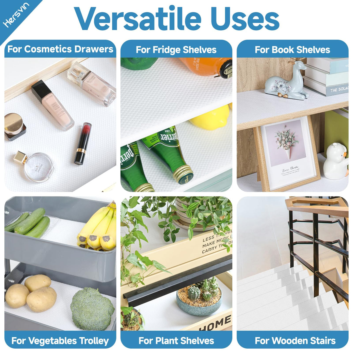 Hersvin Shelf Liners 10 in x 20 ft Self-Adhesive EVA Drawer Mats, Cupboard Protector, Kitchen Cabinet Lining Fridge Liner (White Flat Dot, 25.4x610cm)