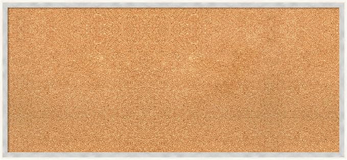 Amanti Art Natural Cork Board for Wall, 17x37 Vision Board with White Frame, Medium Corkboard Office Decor for Home Organization, Modern Corkboard Pinboard to Display Items for Home Organization in