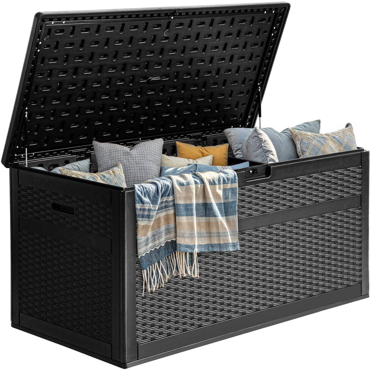 YITAHOME 230 Gallon Double-Wall Deck Box with Divider & Side Handles, Outdoor Large Storage for Patio Furniture Cushions, Garden Pool Accessories, Water Resistant & Lockable