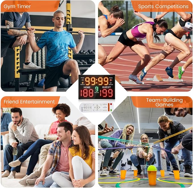 Electronic Basketball Scoreboard, Remote-Controlled Portable Digital Scoreboard, for Indoor and Outdoor Sports Competitions or Games