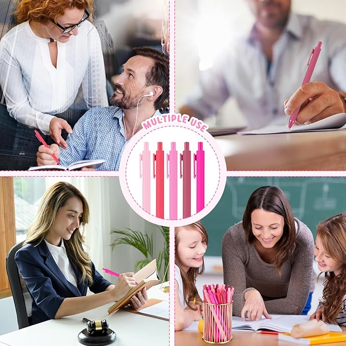 100 Pcs Ballpoint Pens Bulk Retractable Writing 1. 0 mm Black Ink Cute Pens Smooth Writing Color Fancy Gift for Teacher Student Employee Office School Home Baby Shower Supplies (Pink Series)