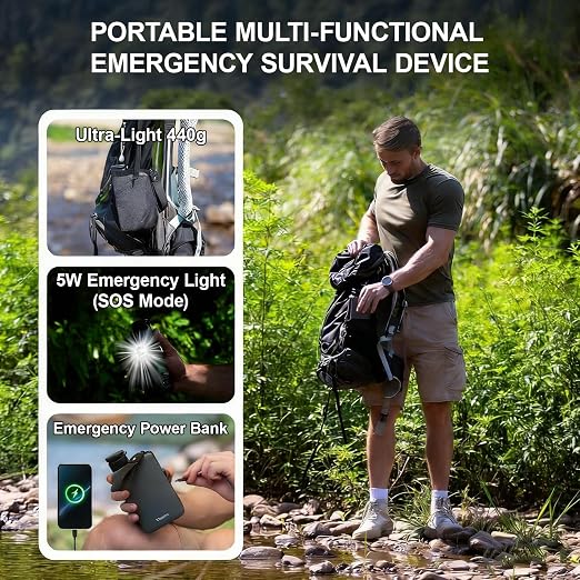 Portable Electric Water Filter Pump, 0.01 Micron Outdoor Camping Water Purifier, Water Filtration System Survival for Hiking, Camping, Travel and Emergency.