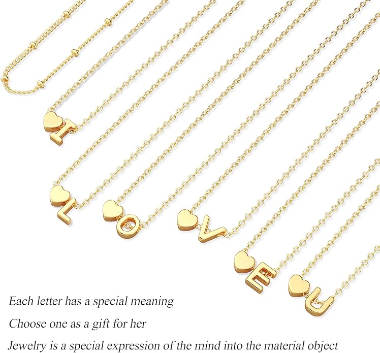 DEARMAY Dainty Initial Heart 14K Gold Plated Bracelets for Women Trendy, Letter Charm Bracelet Jewelry Cute Simple Fashion Chain Gift