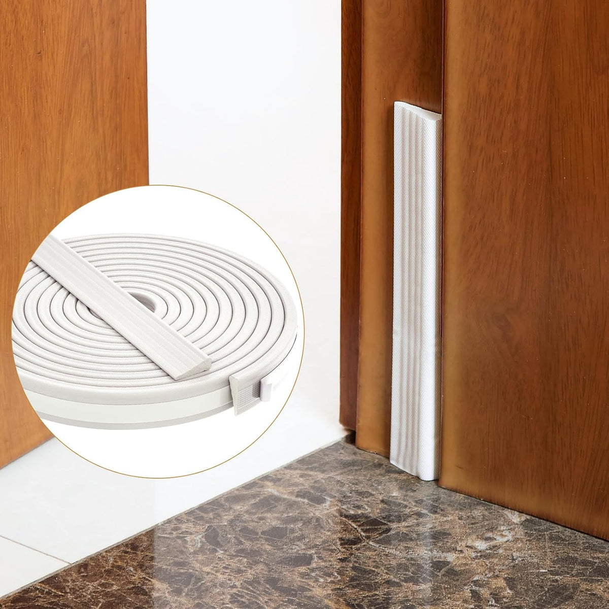 QDiShi 196" Wedge-Shape Weather Stripping Door Seal Weatherproof Foam Seals Self Adhesive Insulation Anti-Collision Strip Soundproofing Frame Insulation Tape Fits 0.13-0.31" Gaps(White)