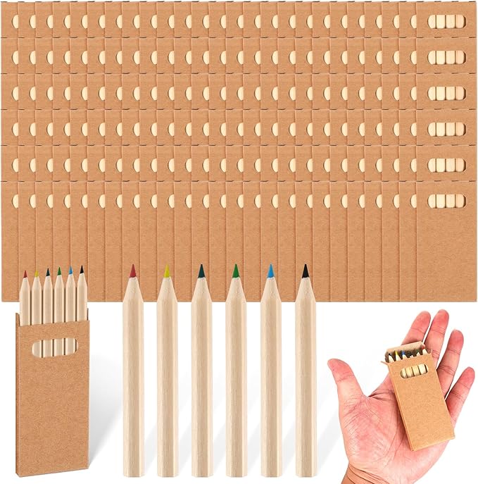 Faccito 150 Packs Mini Drawing Colored Pencils for Kids 3.5 Inch Portable Short Fat 6 Different color Pre Sharpened Pencils in Bulk for Children Painting Classroom School Supplies