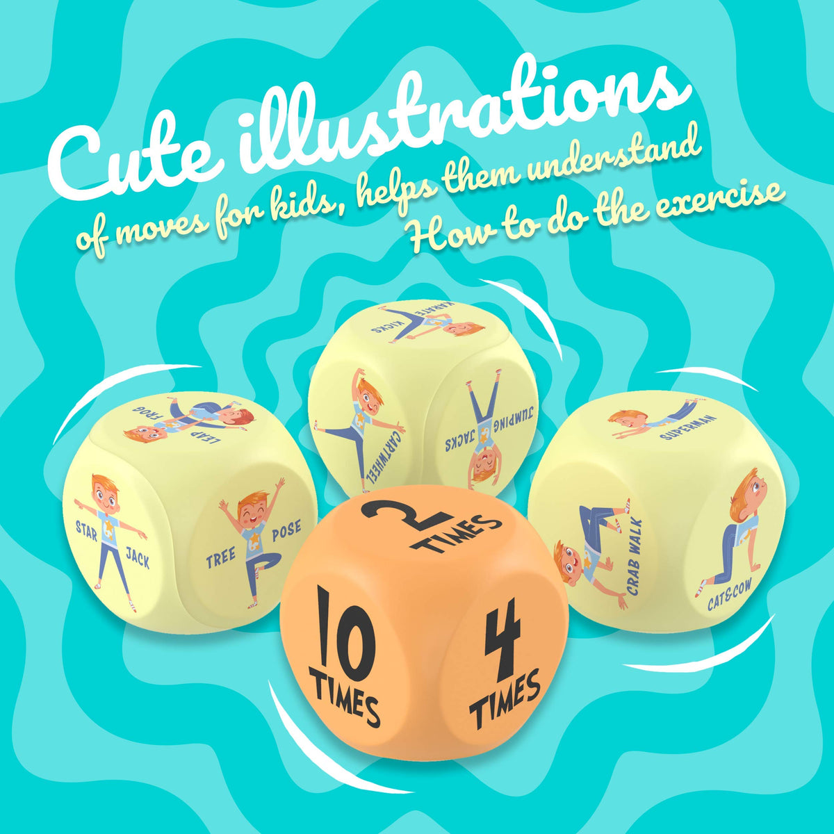Skywin Exercise Dice, 6-Sided Foam Fitness Workout Dice for Kids Solo or Group Classes, for Home, Classroom and Physical Education Learning