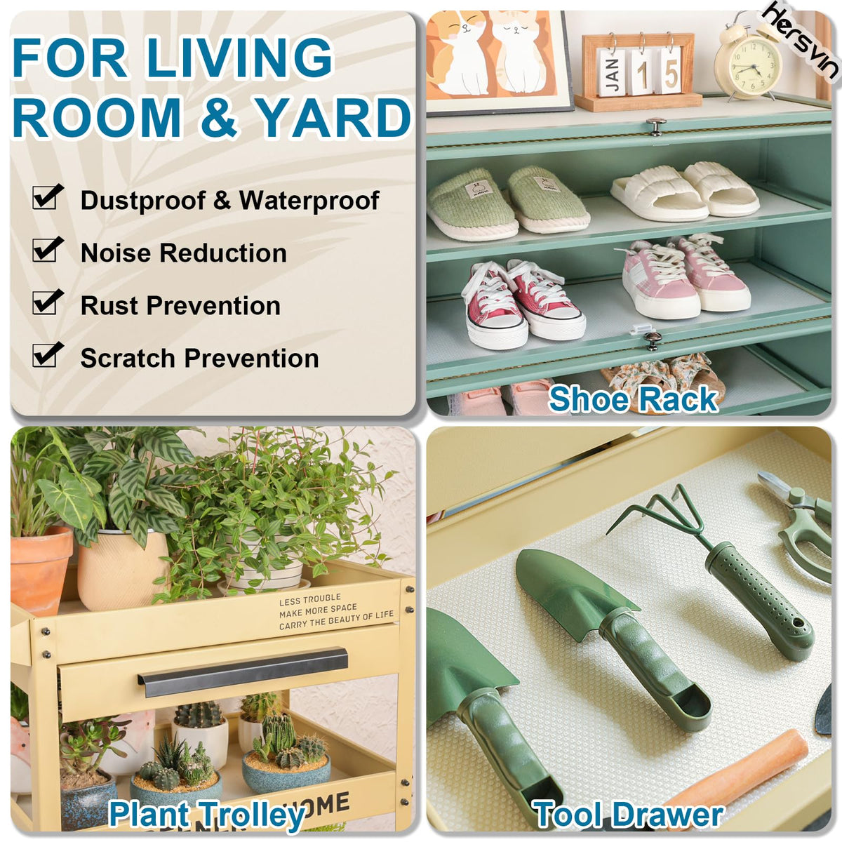 Hersvin Shelf Liners, 22in x 20ft Kitchen Drawer Mats, Non-Adhesive EVA Cupboard Protector, Cabinet Lining, Refrigerator Liner (Clear Dot, 56x610cm)