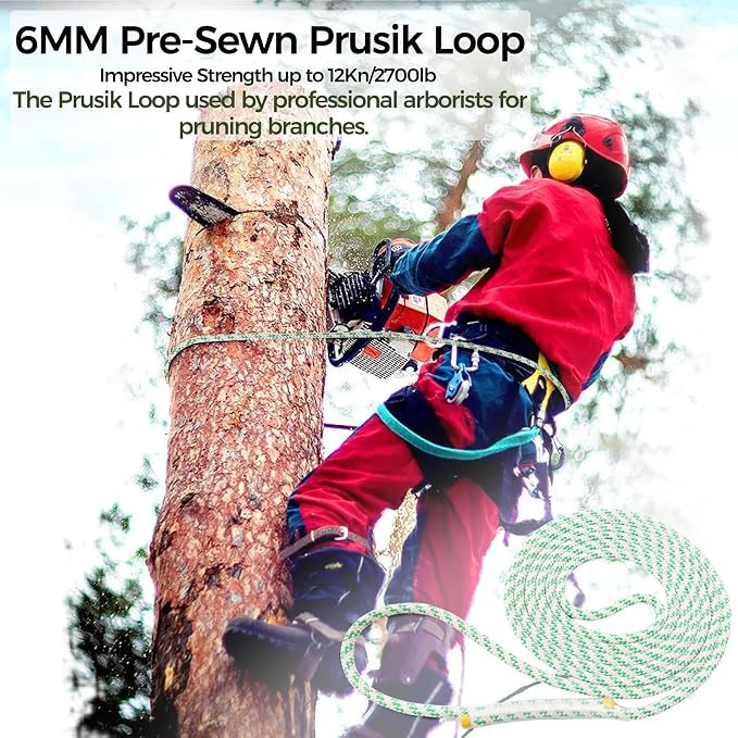 1/4 Inch Pre-Sewn Prusik Loop 47 Inch, Premium Aramid Nylon Hybrid Cord 12kN, Superior Heat Abrasion Resistant Rope Loop for Arborist Rescue Outdoor Rigging