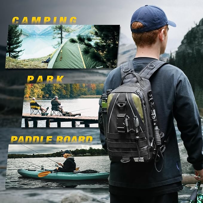 Ghosthorn Fishing Backpack Waterproof Tackle Bag Sling Bag Gift