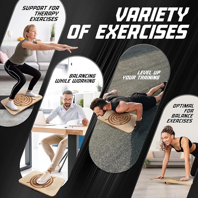 Yes4All 350LBS Professional Wooden Balance Board for Leg Workout, Anti-Slip Rocker Board, Wobble Board for Standing Desk