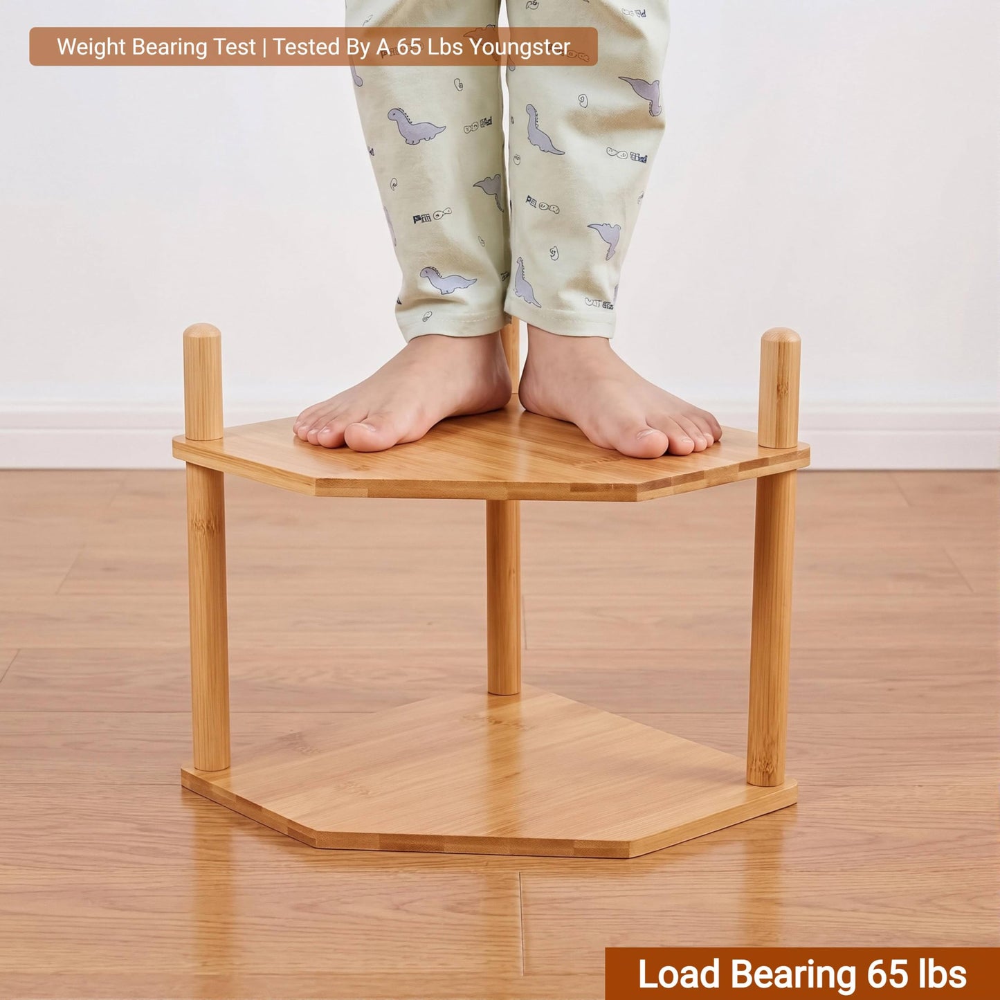 WooFawn 3-Tier Expandable Bamboo Corner Shelf - Dish/Plate Organizer for Cabinet, Kitchen Counter Shelf & Small Kitchen Shelf, Adjustable (Natural, 1-Pc 3.90" H)