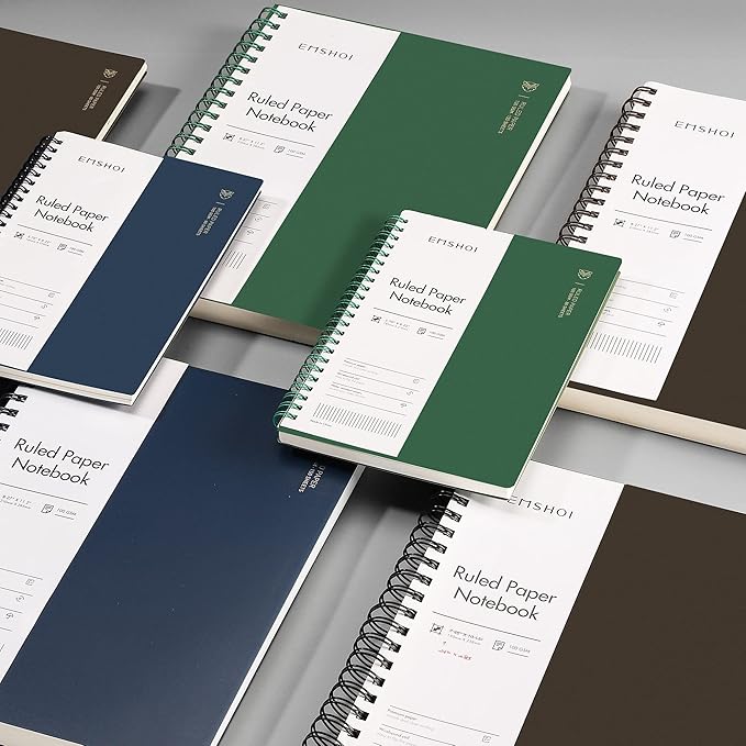 EMSHOI A4 Spiral Notebook College Ruled Lined Journal, 11.2" X 8.27", 300 Pages/150 Sheets, Easy Tear Perforated Pages, 100gsm Thick Paper, Waterproof Softcover, for School Work Writing-Blue