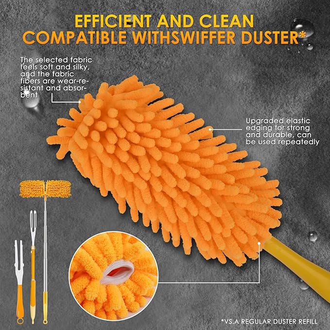 Redones Dusters for Swiffer - Reusable Duster Refill Compatible with Swiffer Hand Duster, 360 Heavy Duty Dusters Refills 4 Pack(Handle is Not Included)