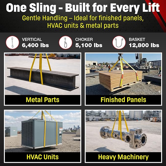 DD Sling 1" x 16' Nylon Endless Lifting Sling – USA Made, 6,400 lb Vertical, 5,100 lb Choker, 12,800 lb Basket – 2 Ply Heavy Duty 900 Webbing, Type 5 Endless Rigging Sling