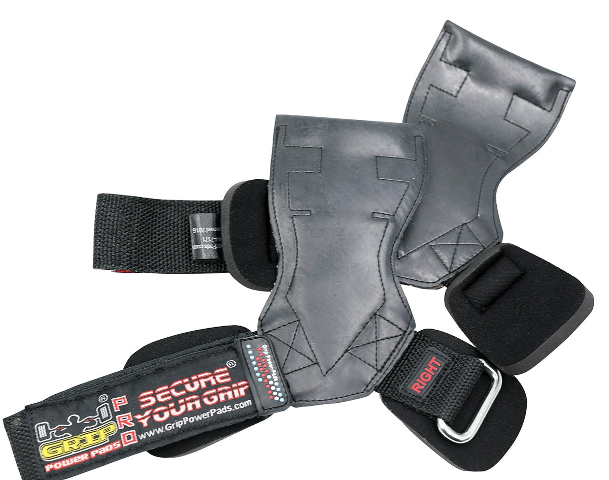 Lifting Grips PRO Weight Gloves Heavy Duty Straps Alternative to Power Hooks Deadlifts Adjustable Neoprene Padded Wrist Wrap (Black Rubber, Small 5.0"-6.40" Wrist Size)