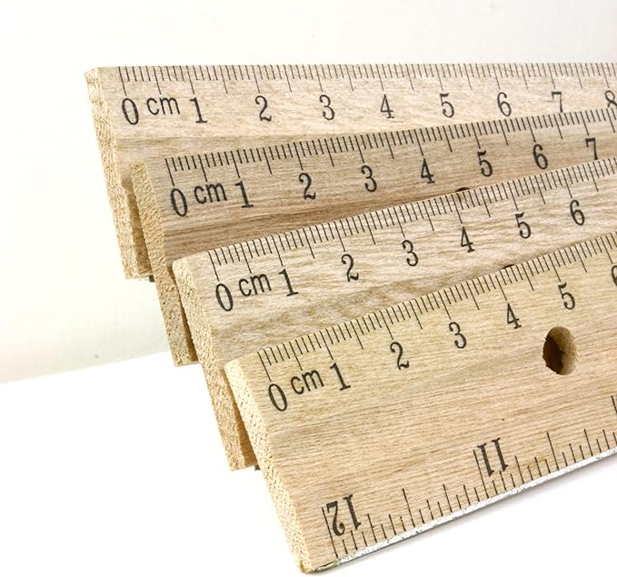 BAZIC Wooden Ruler 12" (30cm), Singel Metal Edge, Inches Centimeter Metric Measuring Drafting Rulers, for Students School Supplies (3/Pack), 1-Pack