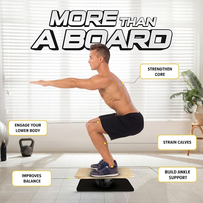 Yes4All 350LBS Professional Wooden Balance Board for Leg Workout, Anti-Slip Rocker Board, Wobble Board for Standing Desk