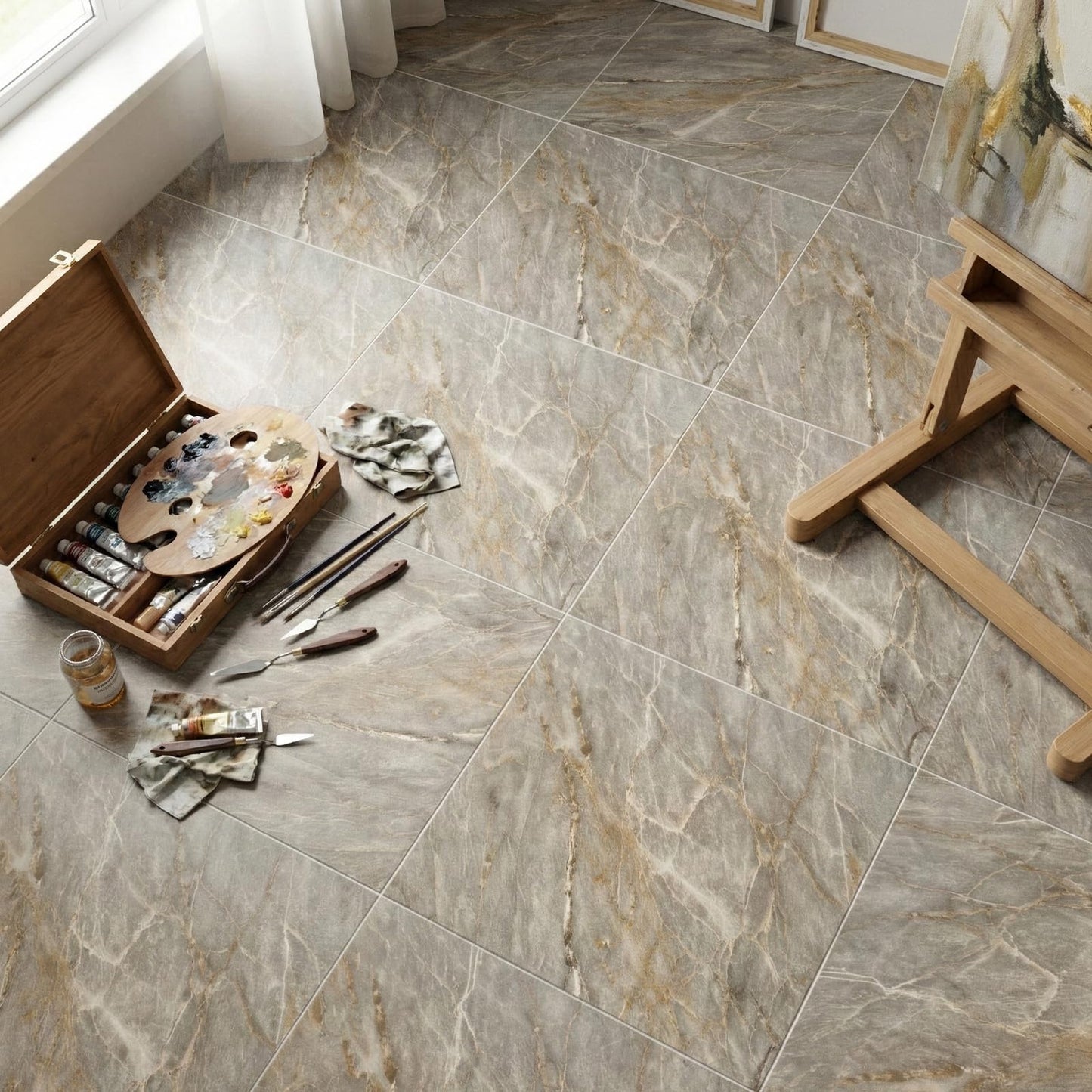 Norine Peel and Stick Floor Tile 12 x 12 Inch Self Adhesive Marble Vinyl Flooring Tile Waterproof Removable Sticker Tiles for Bedroom Bathroom Kitchen, 20 Pack