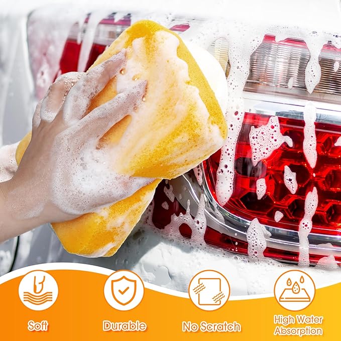 Tioncy 24 Pcs Large Sponges Bulk 7.5 x 5.5 x 1.9 Inch Grouting Car Wash Foam Cleaning and Washing Sponge Commercial Foam Large All Purpose for Cleaning Dishes Car Tile Bike (Yellow)
